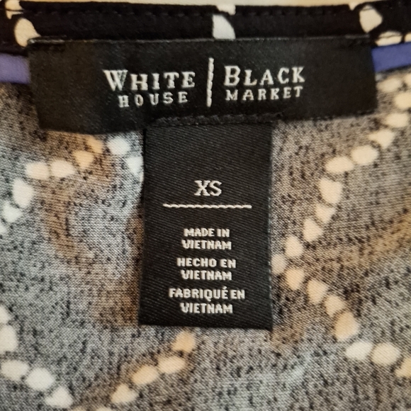 White House Black Market Black And White  Patterned Ruched Front Mini Dress - Picture 4 of 6